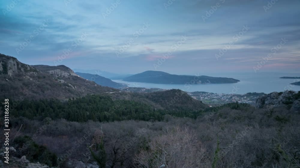 Sunset over Boka Kotorska Bay, timelapse Sunset over Boka Kotorska Bay, timelapse