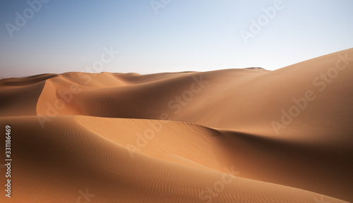Abstract landscape with desert dunes on a sunny day. Liwa desert  Abu Dhabi  United Arab Emirates.