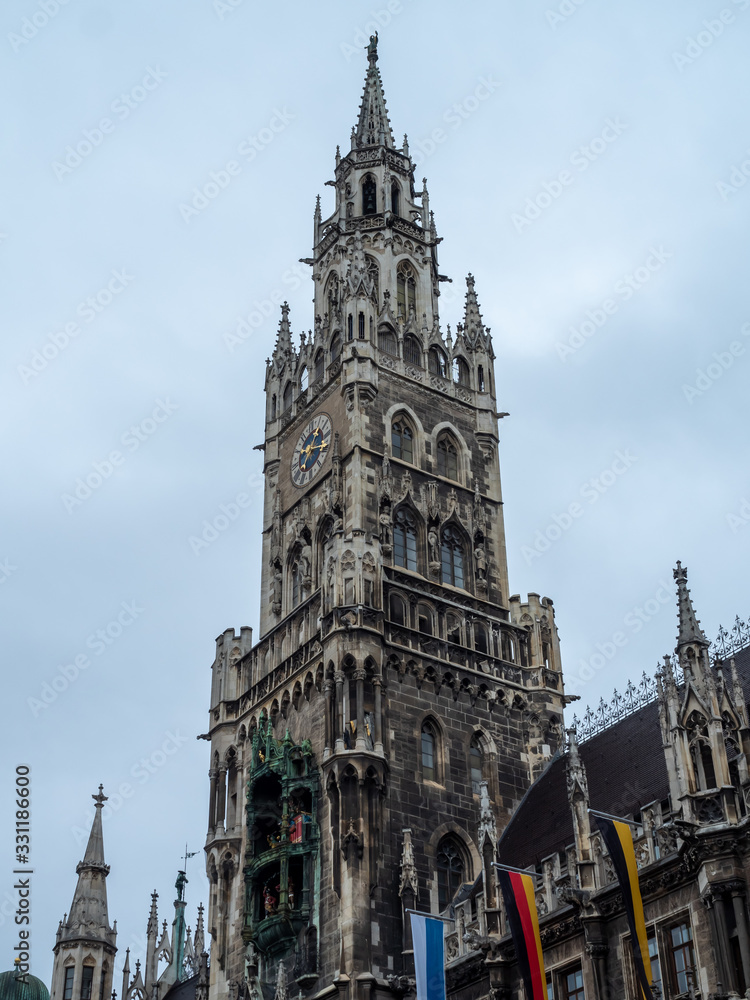 Munich, Germanu - Oct 4th, 2019: The New Town Hall is a town hall at the northern part of Marienplatz in Munich, Bavaria, Germany.