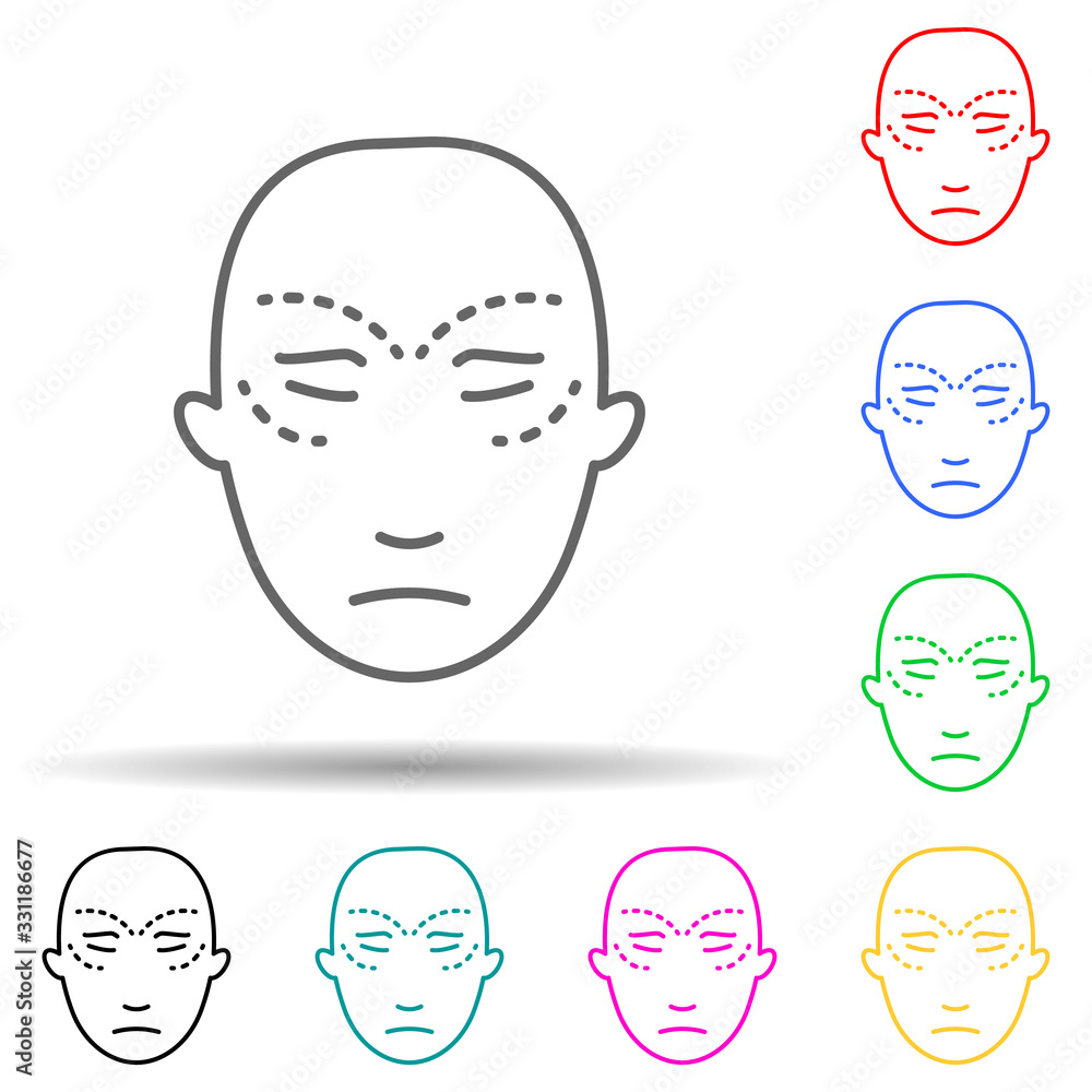 Facial plastic surgery multi color set icon. Simple thin line, outline vector of medical icons for ui and ux, website or mobile application Facial plastic surgery multi color set icon. Simple thin line, outline vector of medical icons for ui and ux, website or mobile application