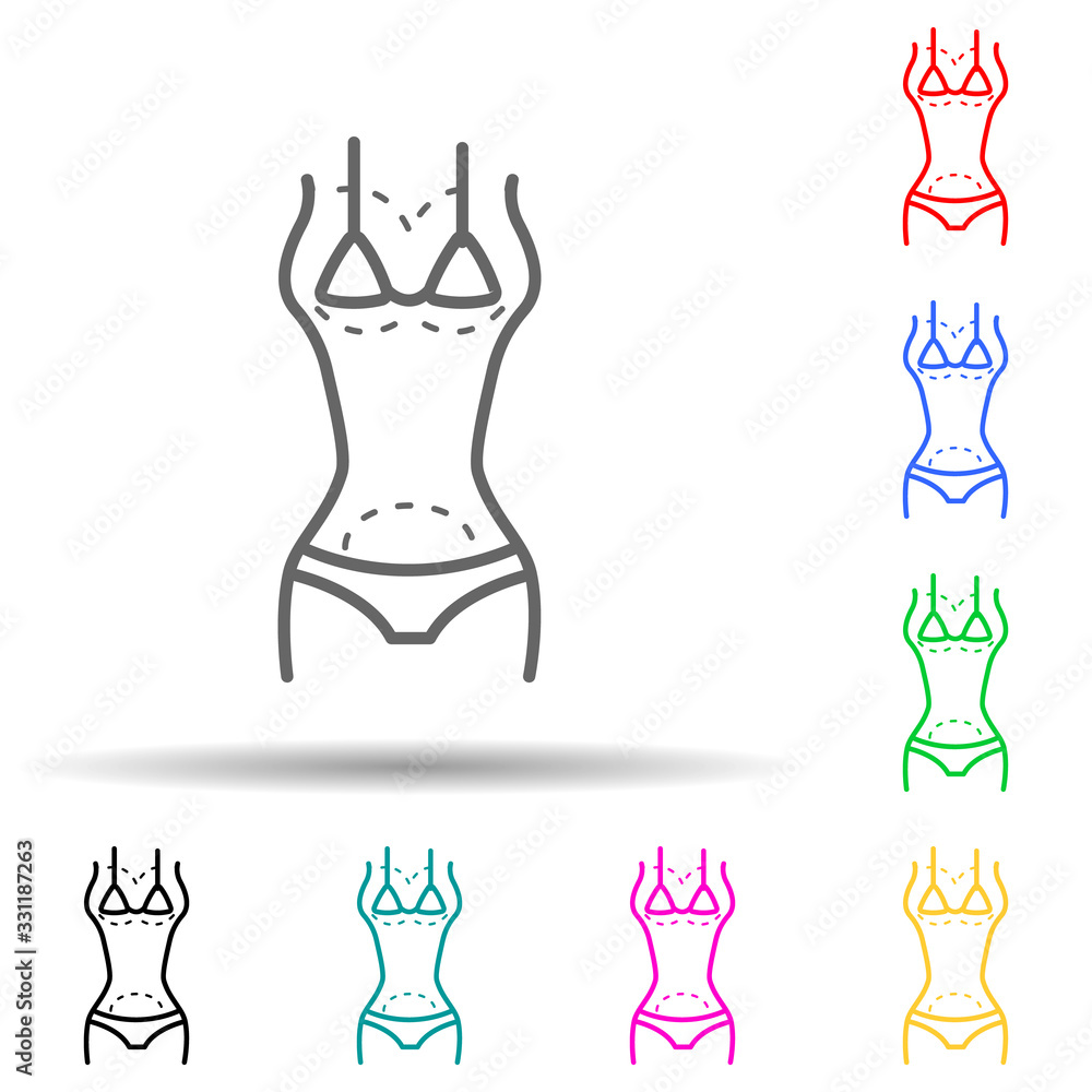 Fototapeta premium Plastic surgery multi color set icon. Simple thin line, outline vector of medical icons for ui and ux, website or mobile application