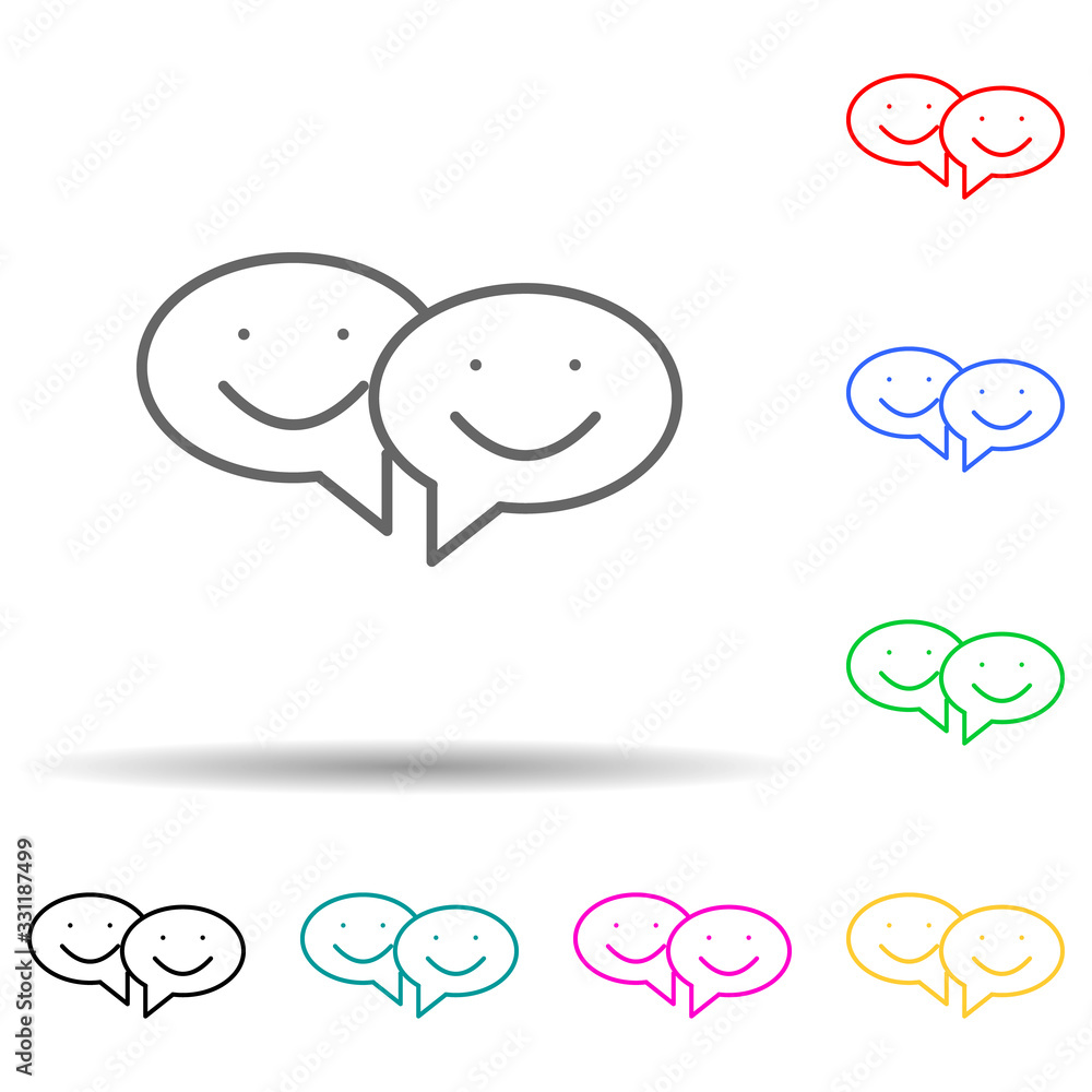 Relaxation in communication multi color set icon. Simple thin line, outline of relaxation icons for ui and ux, website or mobile application Relaxation in communication multi color set icon. Simple thin line, outline of relaxation icons for ui and ux, website or mobile application