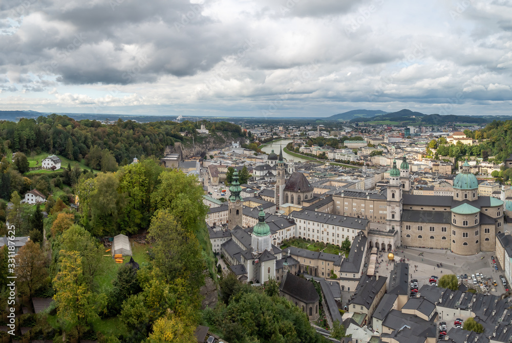 Salzburg, Austria - Oct 10th, 2019: Salzburg Cathedral is the seventeenth-century Baroque cathedral of the Roman Catholic Archdiocese of Salzburg in the city of Salzburg, Austria Salzburg, Austria - Oct 10th, 2019: Salzburg Cathedral is the seventeenth-century Baroque cathedral of the Roman Catholic Archdiocese of Salzburg in the city of Salzburg, Austria