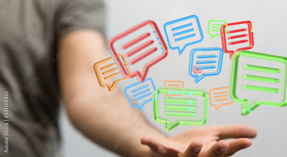 Hand with an email icon 3d Hand with an email icon 3d