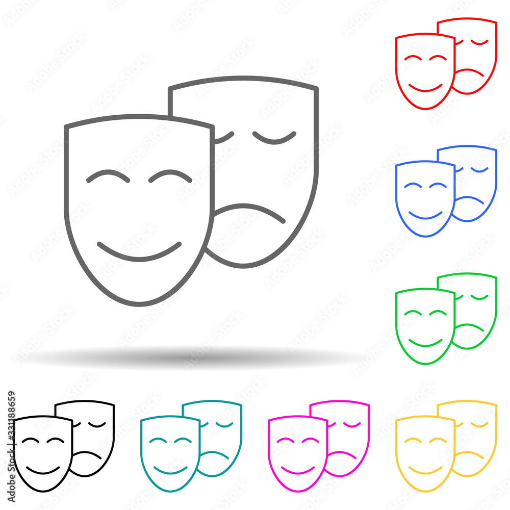 Relaxation in theater multi color set icon. Simple thin line, outline of relaxation icons for ui and ux, website or mobile application Relaxation in theater multi color set icon. Simple thin line, outline of relaxation icons for ui and ux, website or mobile application