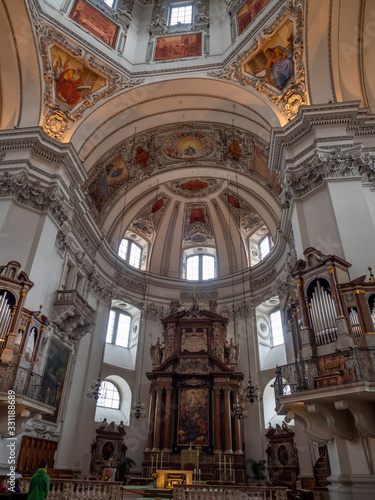 Inside interia of Salzburg Cathedral  which is the seventeenth-century Baroque cathedral of the Roman Catholic Archdiocese of Salzburg in the city of Salzburg  Austria