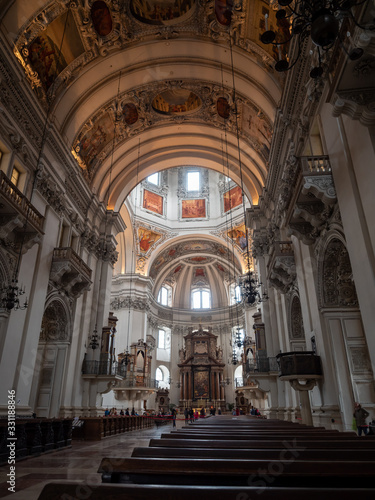 Inside interia of Salzburg Cathedral  which is the seventeenth-century Baroque cathedral of the Roman Catholic Archdiocese of Salzburg in the city of Salzburg  Austria
