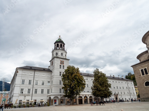 Salzburg, Austria - Oct 10th, 2019: A historic bell tower of Salzburg. The bells apparently were brought in from Antwerp and started playing in 1703.