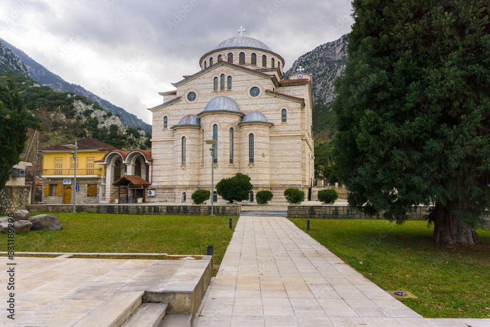Impressive Saint Athanasios church in Gravia village in Greece