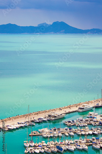 Photography Panoramic view on the The Gulf of Tunis and Boukornine mountain near Sidi Bou Sa