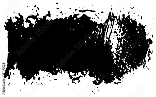 Grunge spot. Abstract the trace of the ink. A smear of black paint with a dry brush