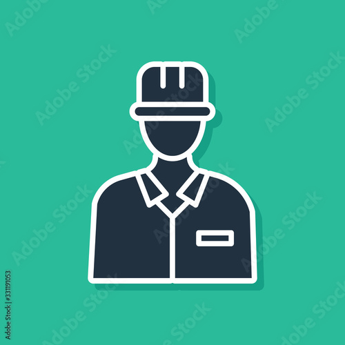 Blue Oilman icon isolated on green background. Vector Illustration