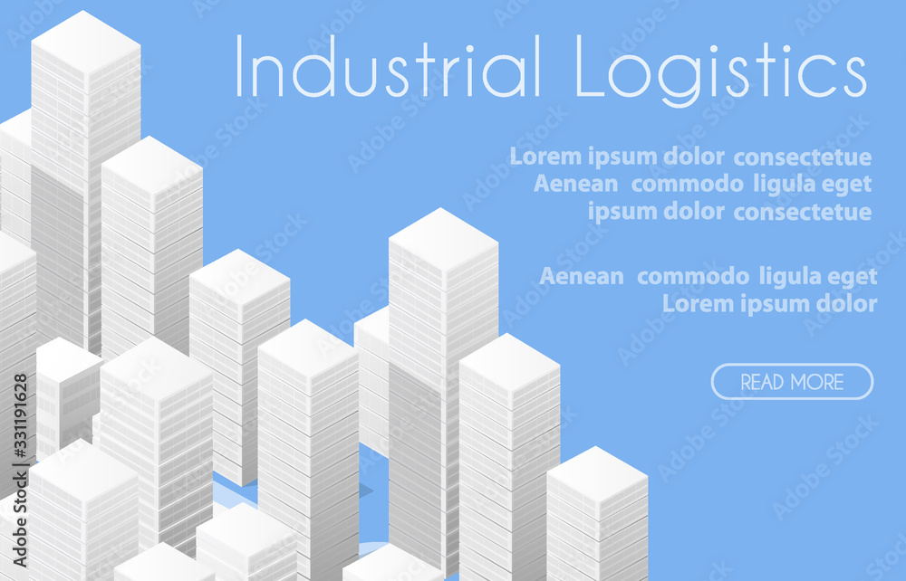 Industrial Logistics 3D Isometric City illustrated template