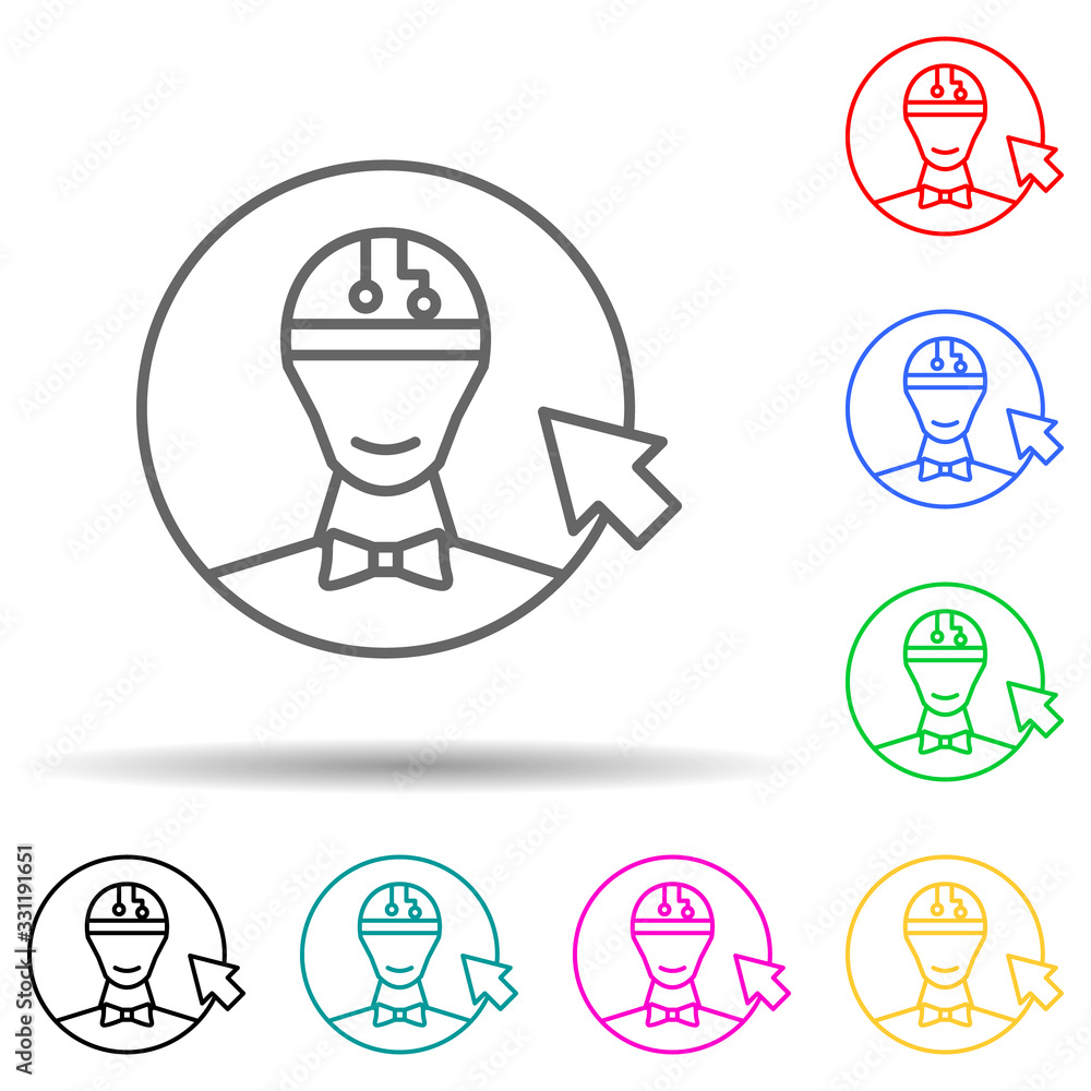 Buy new robot click concept line multi color set icon. Simple thin line, outline of robo icons for ui and ux, website or mobile application
