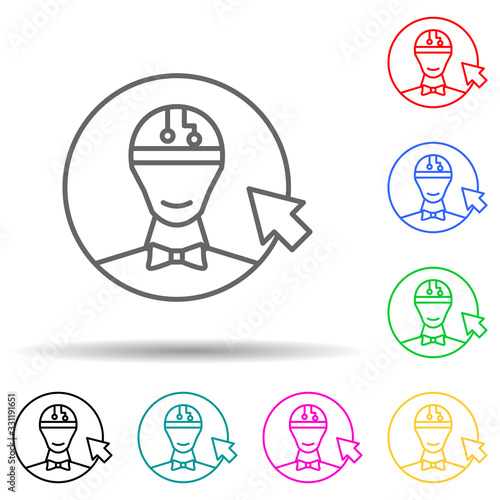Buy new robot click concept line multi color set icon. Simple thin line, outline of robo icons for ui and ux, website or mobile application