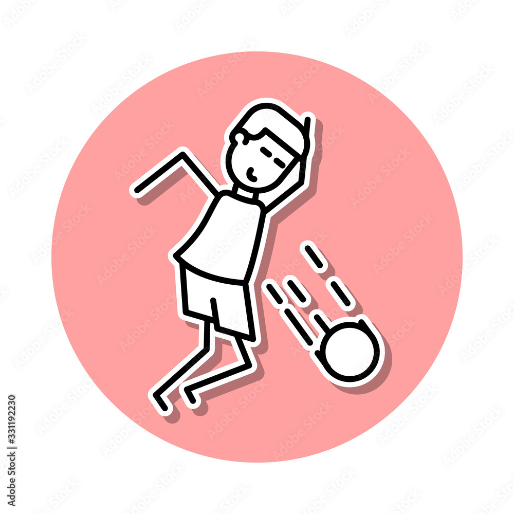 soccer players with ball sticker icon. Simple thin line, outline vector of Soccer in action icons for ui and ux, website or mobile application soccer players with ball sticker icon. Simple thin line, outline vector of Soccer in action icons for ui and ux, website or mobile application
