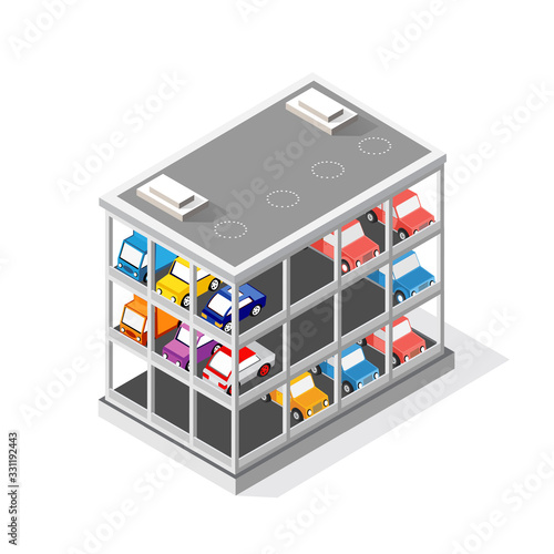 Traffic transport city multi-story parking carpark garage