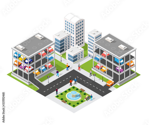 Traffic transport city multi-story parking carpark garage