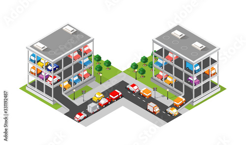 Traffic transport city multi-story parking carpark garage