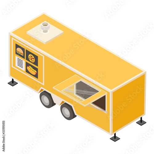 Fast food trailer icon. Isometric of fast food trailer vector icon for web design isolated on white background