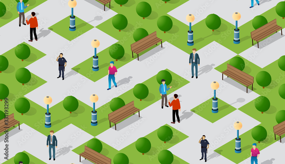 Seamless urban plan park pattern map. Isometric 3d Seamless urban plan park pattern map. Isometric 3d