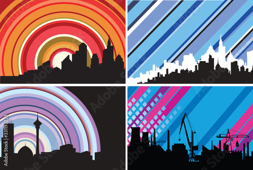 The outlines of the city with abstract elements