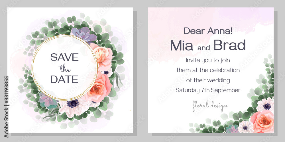 set of invitations cards