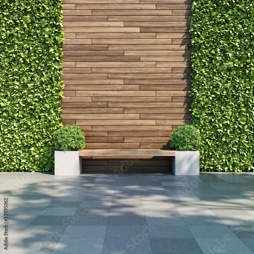 Decorative wooden wall with gardening