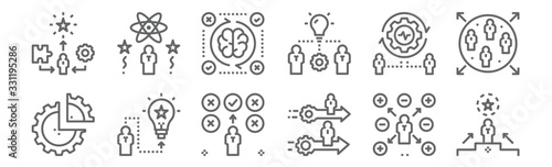 set of 12 talent management icons. outline thin line icons such as success, training, generation, activity, assessment, competence