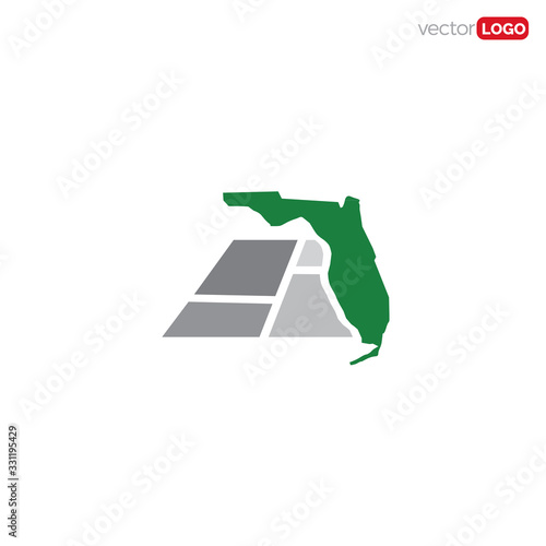 Florida map with land icon/symbol/Logo Design Vector Template Illustration