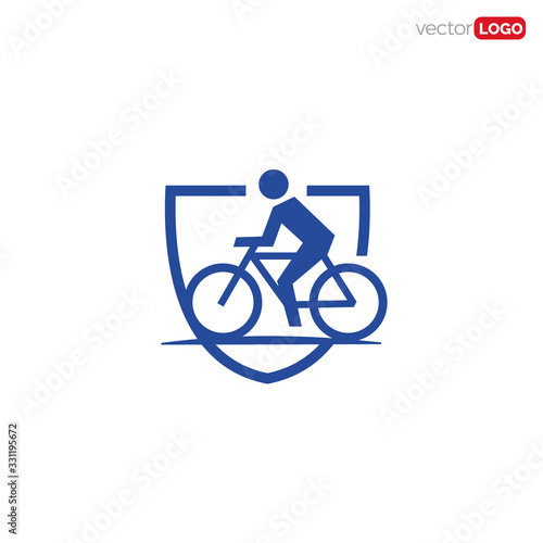 biker with shield, biker insurance icon/symbol/Logo Design Vector Template Illustration