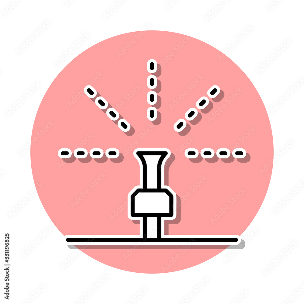 lawn watering system sticker icon. Simple thin line, outline vector of Sprinkler icons for ui and ux, website or mobile application lawn watering system sticker icon. Simple thin line, outline vector of Sprinkler icons for ui and ux, website or mobile application