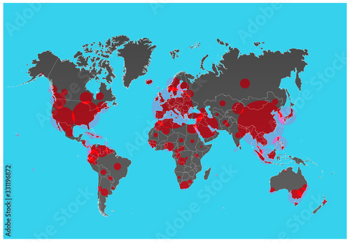 world coronavirus spread map COVID-19 title Global epidemic pandemic info vector