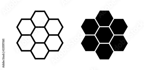 Honeycomb Icon Vector Black Silhouette and Outline Isolated on White