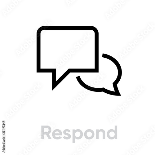 Respond chat message icon. Editable line vector.