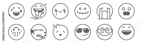 set of 12 classics icons. outline thin line icons such as laughing, cool, smoker, cry, cry, singer