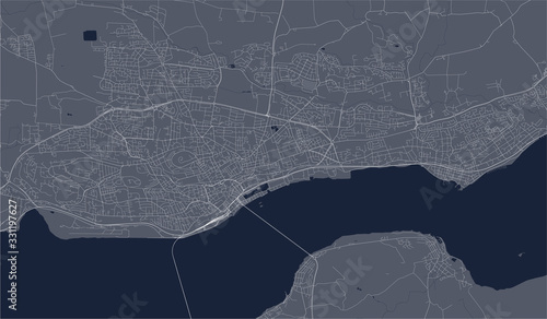 map of the city of Dundee, Scotland, UK