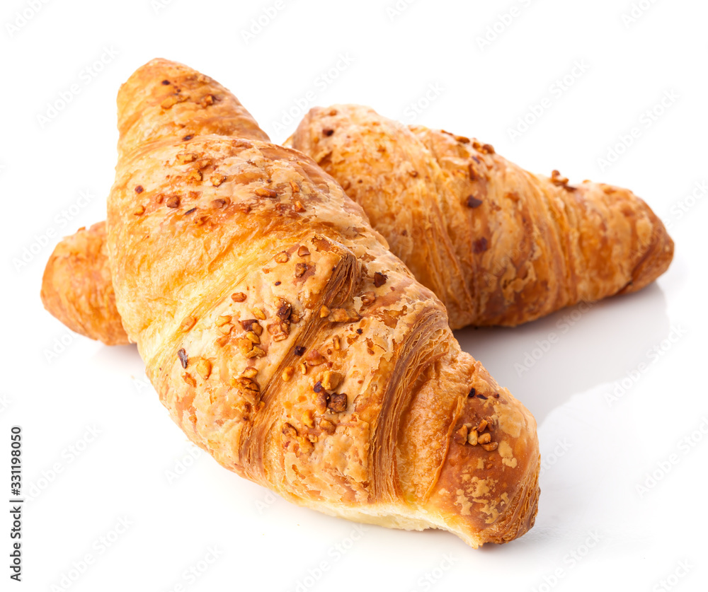 fresh croissant isolated on white background fresh croissant isolated on white background