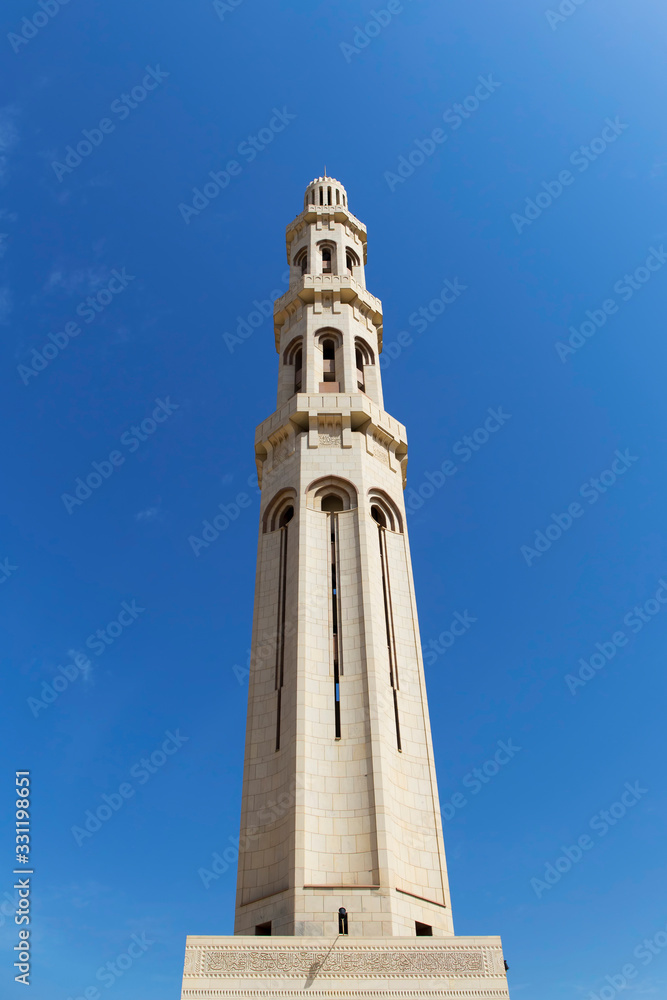 Minaret at Sultan Qaboos Grand Mosque,Muscat,Oman