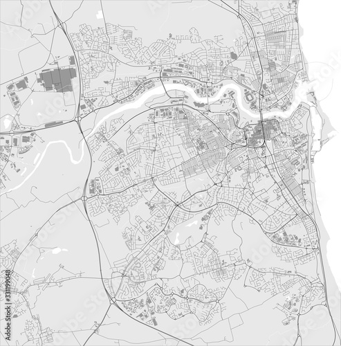 map of the city of Sunderland, Tyne and Wear, North East England, England, UK