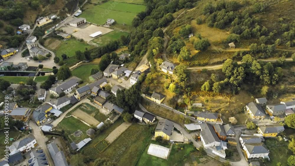 Small village of Balboa in El Bierzo. Leon, Spain. Aerial footage Small village of Balboa in El Bierzo. Leon, Spain. Aerial footage