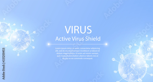 Virus protection, website page template. China Wuhan coronavirus epidemic. 3D models of coronavirus bacteria.  Coronavirus 2019-nCov novel coronavirus concept. Vector web banner.