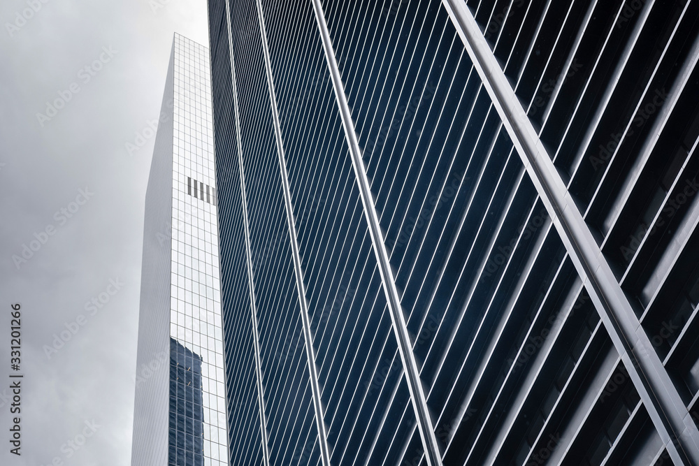 Low angle view of skyscrapers in the Financial District of New York City Low angle view of skyscrapers in the Financial District of New York City