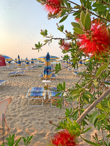 Deserted, emptied beach. Lido di Jesolo Italy