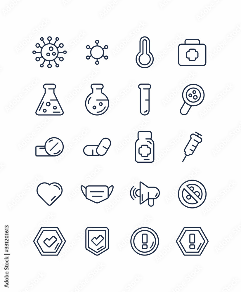 set of icons medicine and epidemic