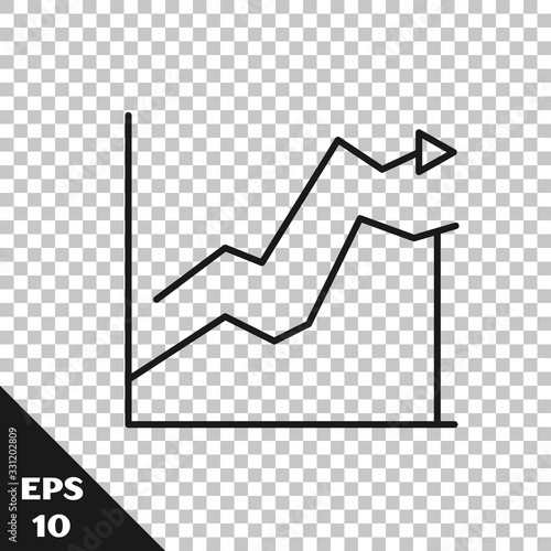 Black line Oil price increase icon isolated on transparent background. Oil industry crisis concept. Vector Illustration