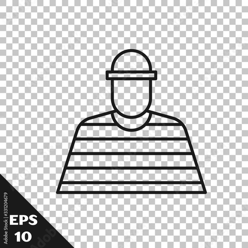 Black line Prisoner icon isolated on transparent background. Vector Illustration