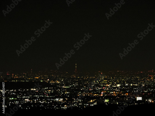 Tokyo night view from far mountain