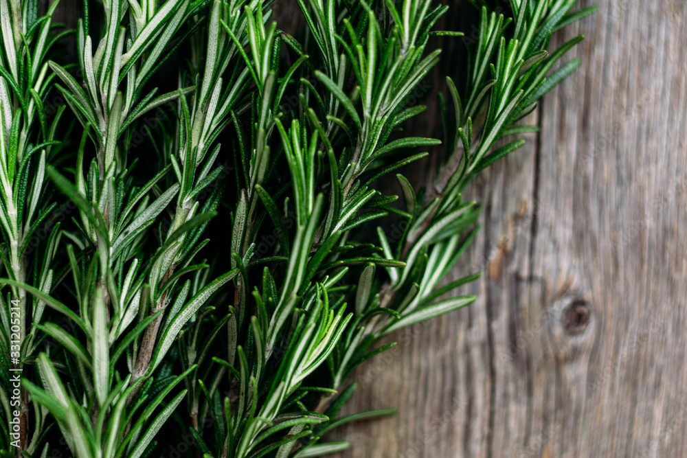 A bunch of fresh rosemary on the table. A bunch of fresh rosemary on the table.