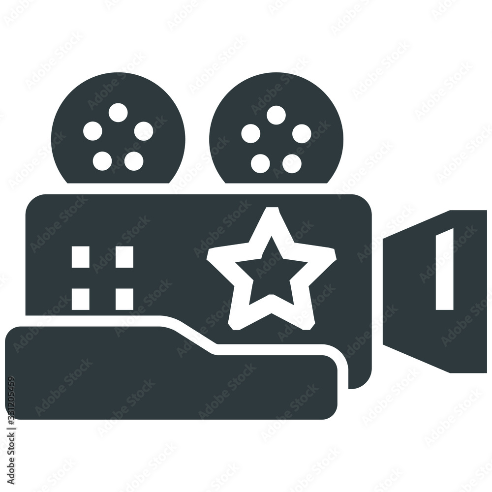 movie camera black icons on white background movie camera black icons on white background